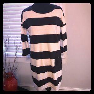 Chinti and Parker Navy & striped cotton dress m
